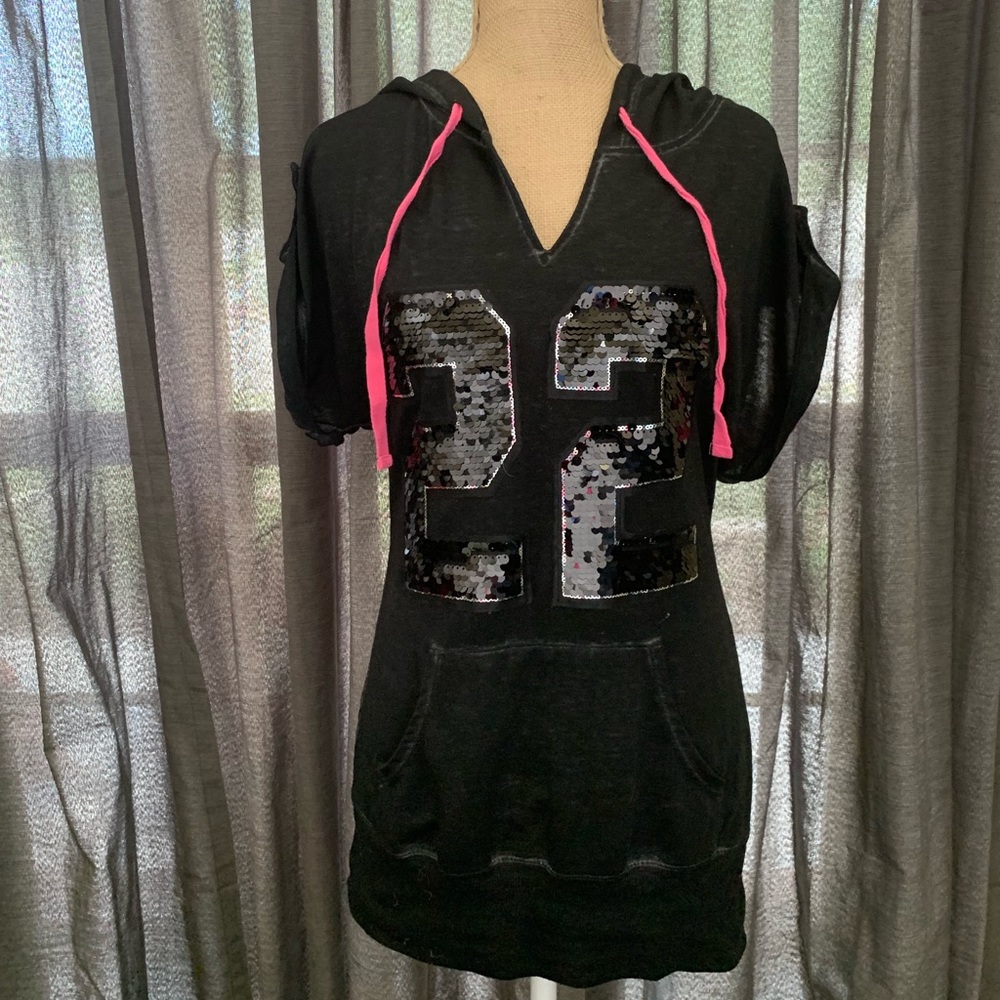 hooded sequenced shirt